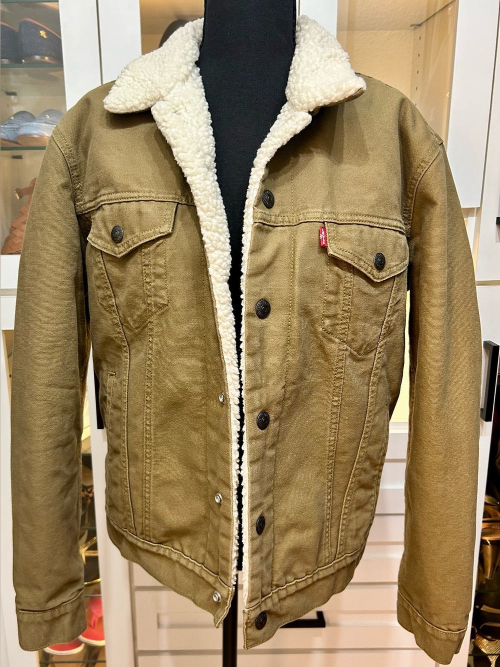 Levi's Type lll Canvas Men's Olive Sherpa-Lined Trucker Jacket